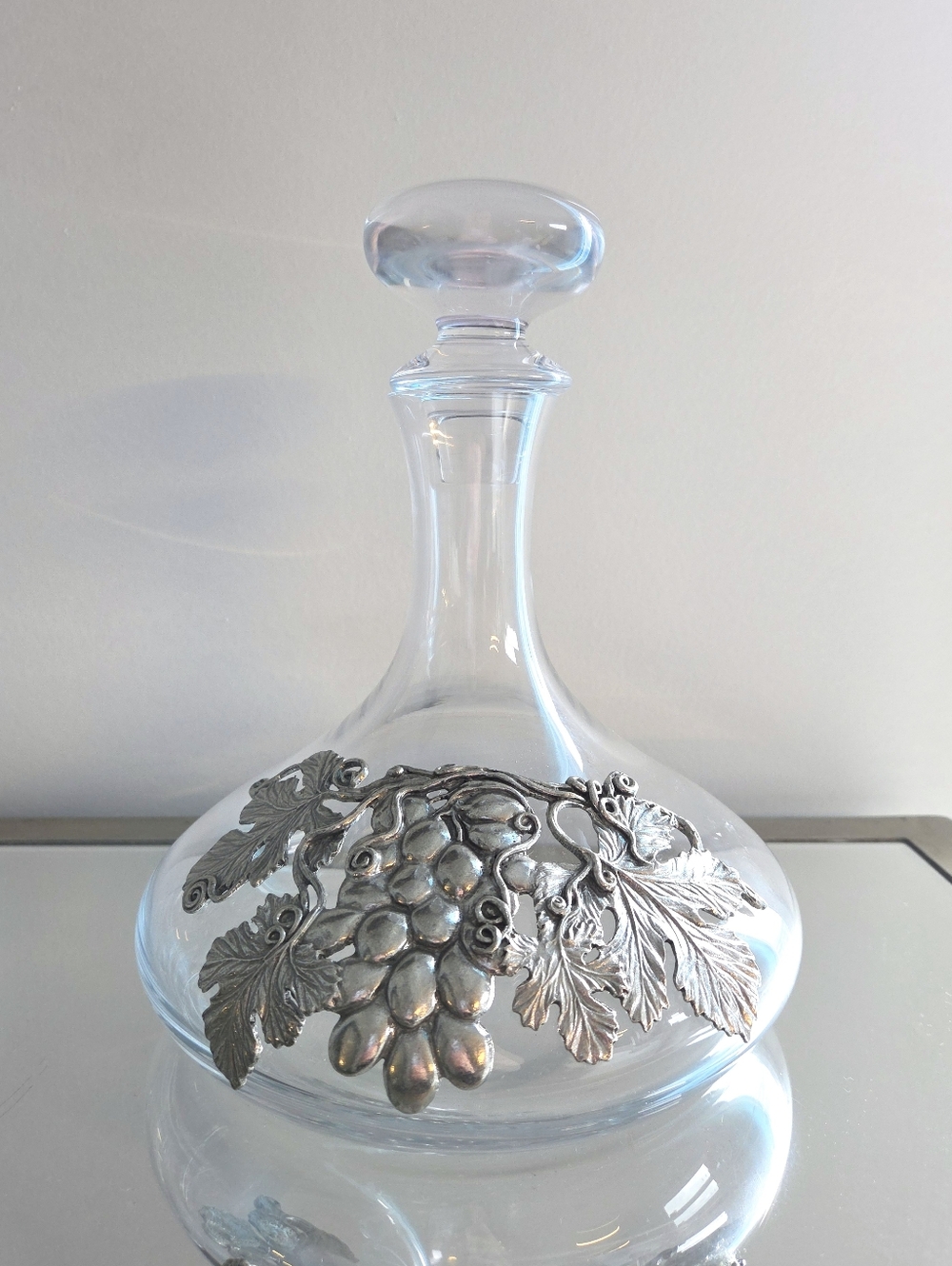 Vintage Pewter Grape Wine Decanter